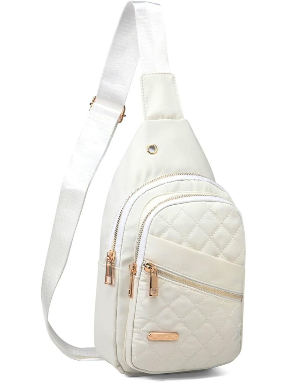 Women's White Small Sling Backpack Chest Bag For Travel Hikes Crossbody Bag